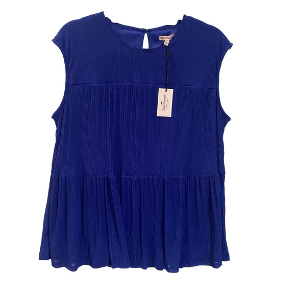 Juicy Couture Tops - NEW Juicy Couture Shirt Womens Size XL Tiered Blue Blouse Office Work Tank Top